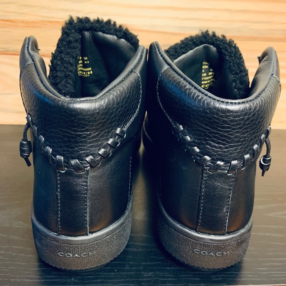 New Coach Genuine Shearling Black Sneaker Boots - Picture 5 of 8